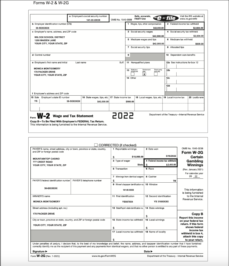 Forms W-2 \& W-2G Copy B-To Be Filed With Employees FEDERAL Tax Return. This information is being furnished to the Internal 