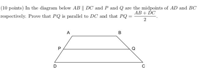 Solved (10 points) In the diagram below AB || DC and P and Q | Chegg.com