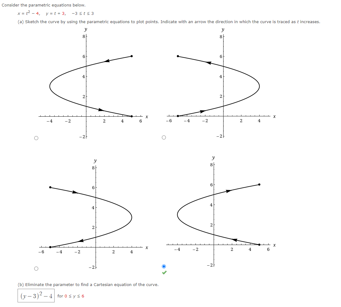 Solved Consider the parametric equations below. | Chegg.com