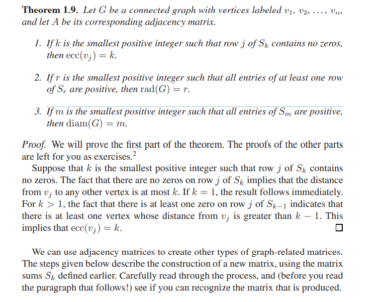Solved Theorem 1.9. Let G be a connected graph with vertices | Chegg.com
