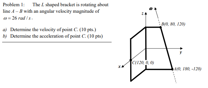 Solved Problem 1: The L shaped bracket is rotating about | Chegg.com