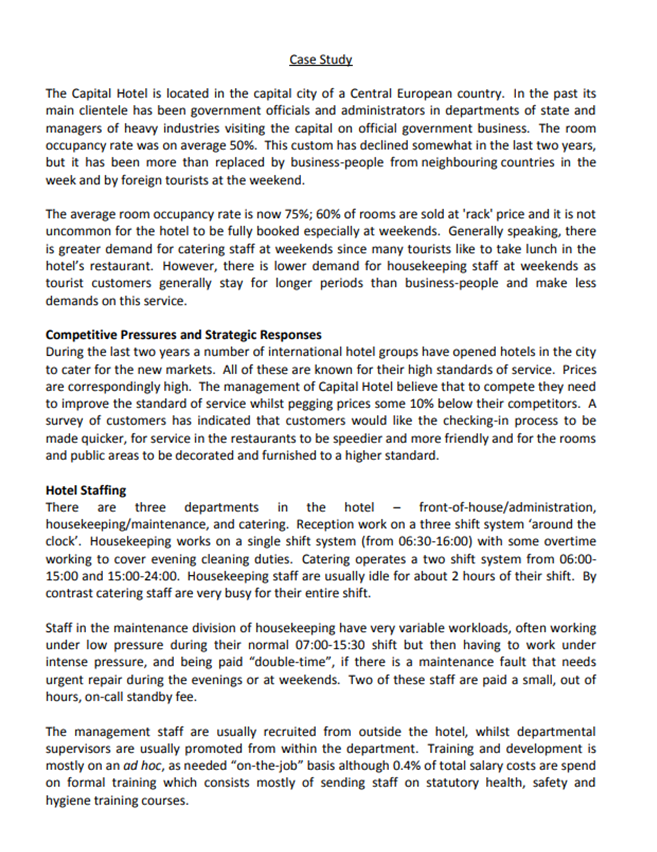 case study strategy and hr planning at the capital hotel