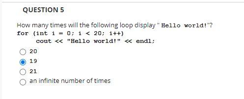 Solved QUESTION 5 How many times will the following loop | Chegg.com