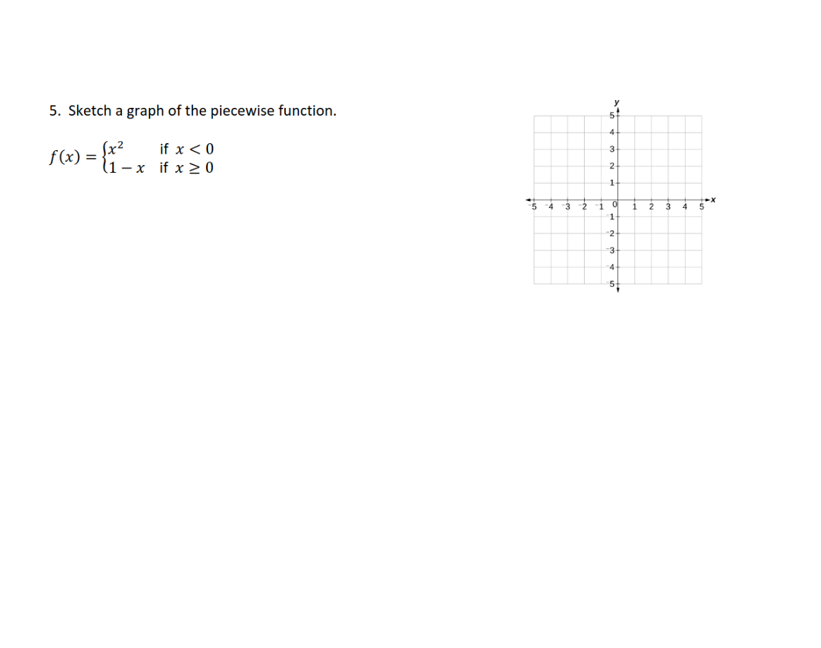 Solved 5. Sketch a graph of the piecewise function. | Chegg.com