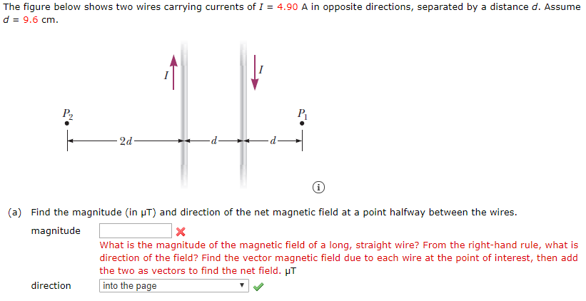Solved The figure below shows two wires carrying currents of | Chegg.com