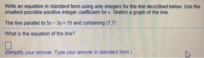 Solved Write an equation in standard form using only | Chegg.com