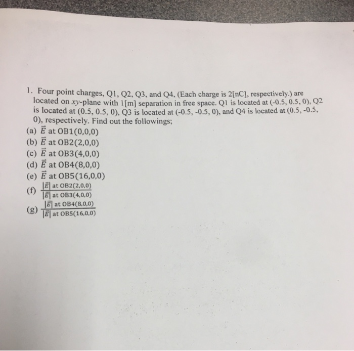 Solved 1. Four Point Charges, Q1, Q2, Q3, And Q4. (Each | Chegg.com