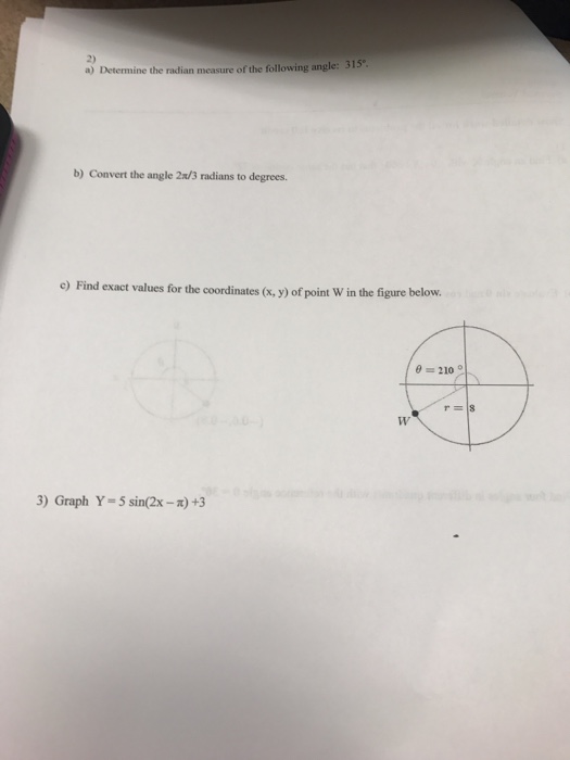 Solved A) Determine The Radian Measure Of The Following | Chegg.com