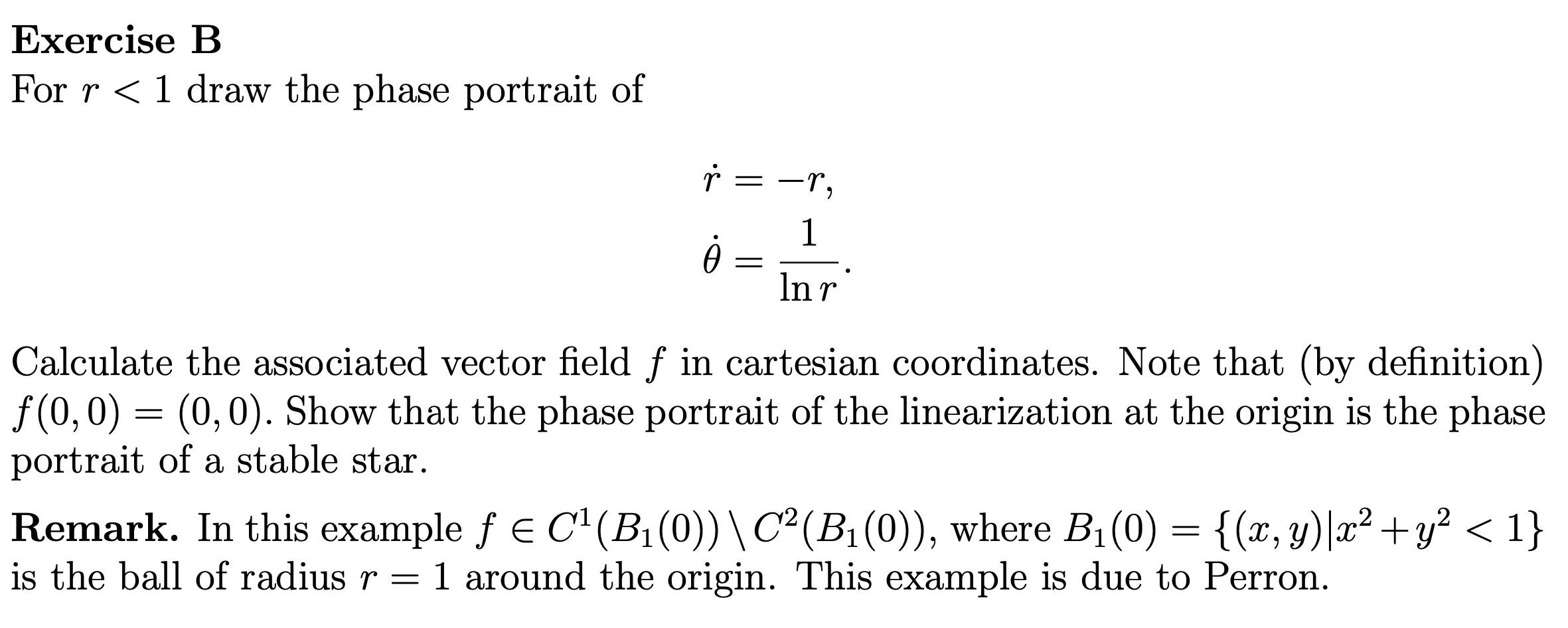 Exercise B For P 1 Draw The Phase Portrait Of R Chegg Com