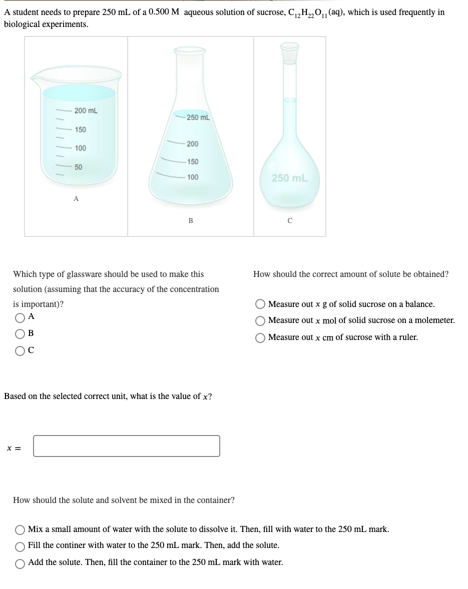 Solved A student needs to prepare 250 mL of a 0.500 M | Chegg.com