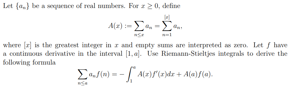 Solved Let {an} be a sequence of real numbers. For x > 0, | Chegg.com