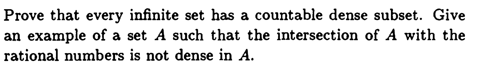 Solved Prove That Every Infinite Set Has A Countable Dense | Chegg.com