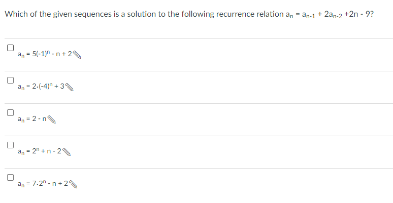 Solved Which Of The Given Sequences Is A Solution To The | Chegg.com