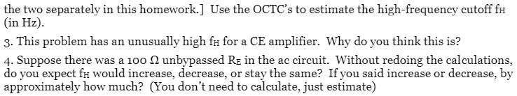 Solved All questions refer to a "simplified" CE amplifier | Chegg.com