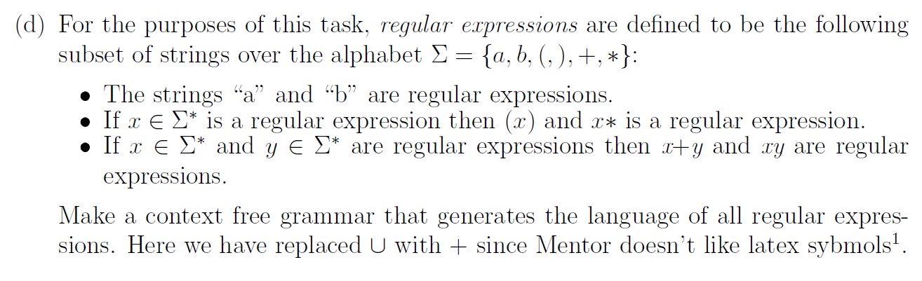Solved (d) For the purposes of this task, regular | Chegg.com