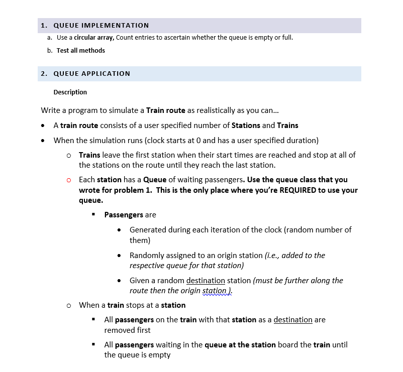 Solved 1. QUEUE IMPLEMENTATION a. Use a circular array, | Chegg.com