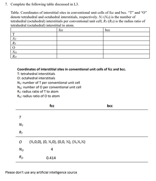 Solved Complete the following table discussed in L3.Table. | Chegg.com