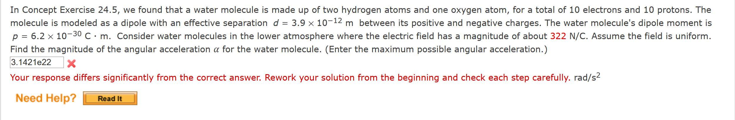 Solved Concept Exercise 24.5 A water molecule is made up of | Chegg.com