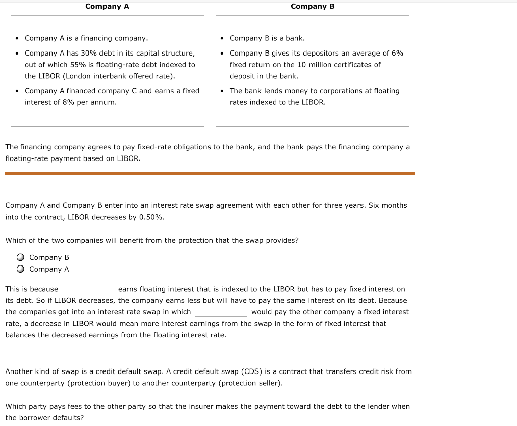 Solved Company A Company B Company A Is A Financing Company. | Chegg.com