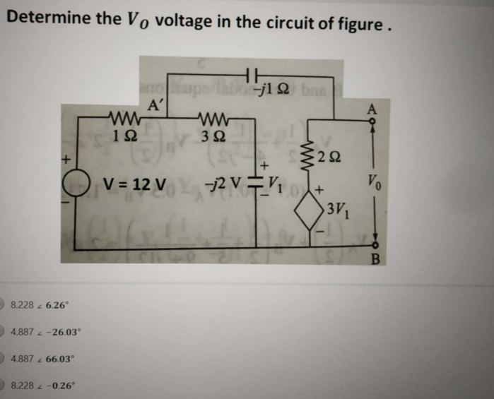 Solved Determine the Vo voltage in the circuit of figure. A | Chegg.com