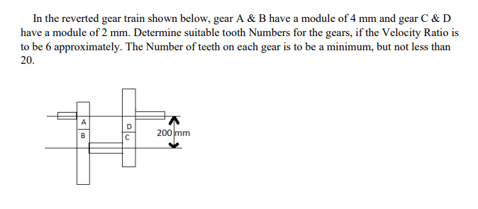 Solved In the reverted gear train shown below, gear A & B | Chegg.com