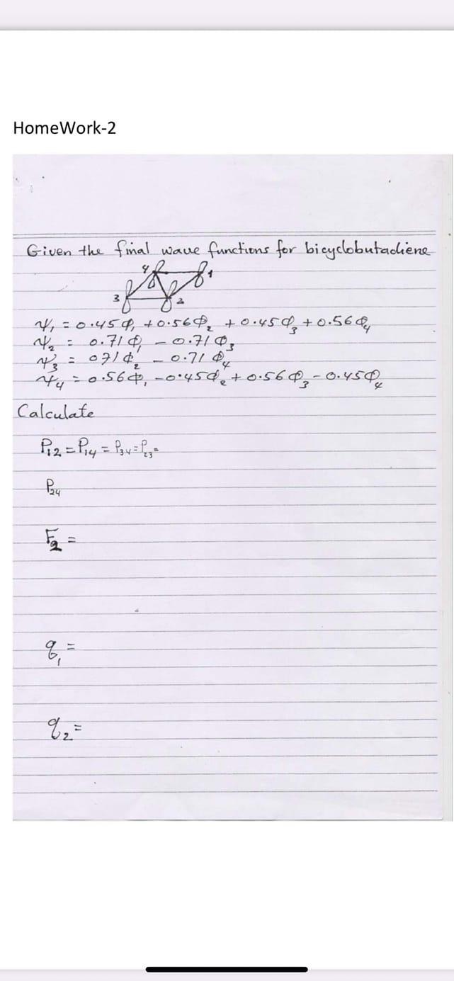 Home Work-2 Given The Final Wave Functions For | Chegg.com