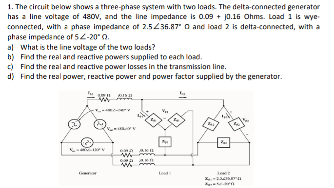 Solved 1. The Circuit Below Shows A Three-phase System With | Chegg.com