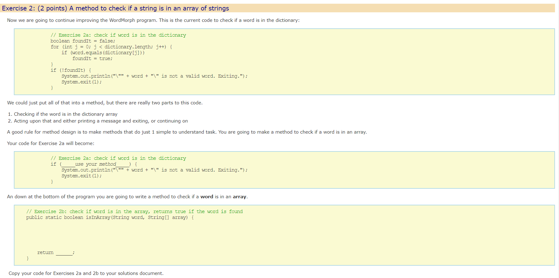 Solved Exercise 2: ( 2 points) A method to check if a string | Chegg.com
