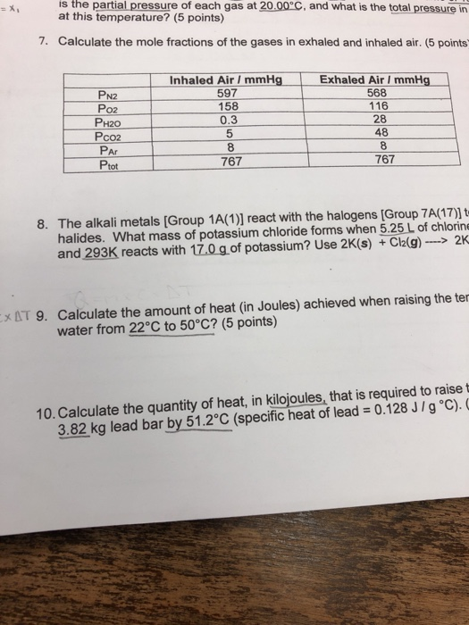 Solved is the partial pressure of each gas at 20.00°C, and | Chegg.com