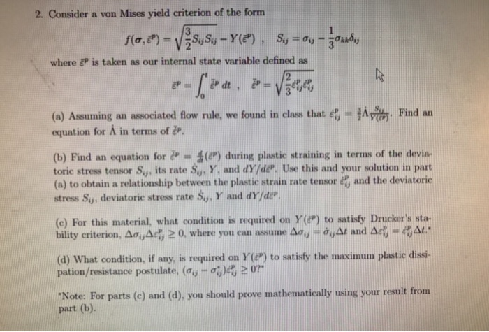 2-consider-a-von-mises-yield-criterion-of-the-form-chegg