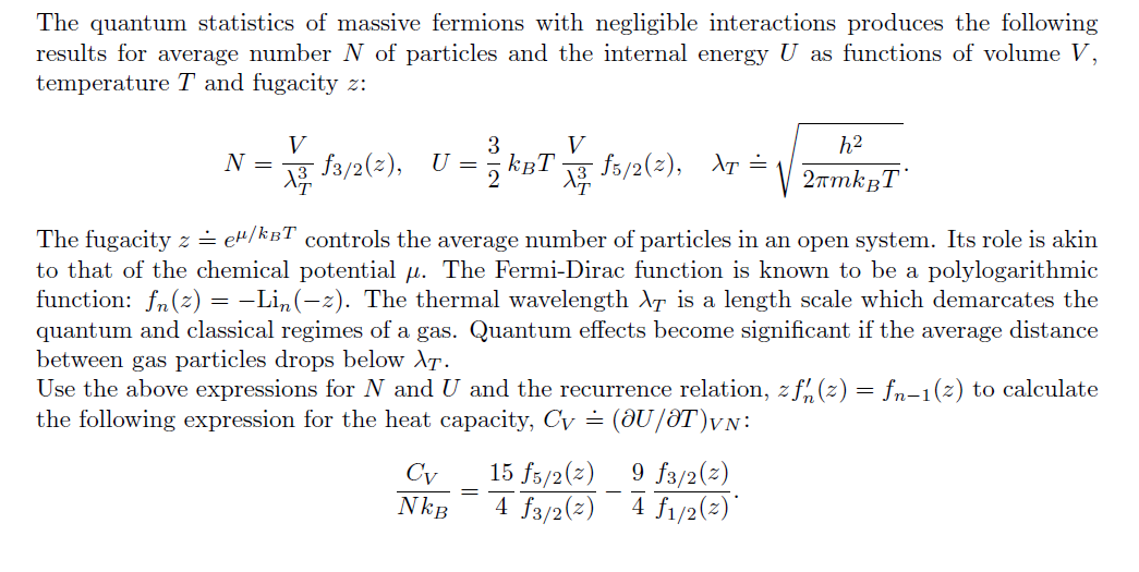 Solved The quantum statistics of massive fermions with | Chegg.com