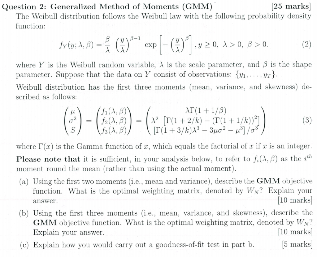 Question 2: Generalized Method of Moments (GMM) [25 | Chegg.com