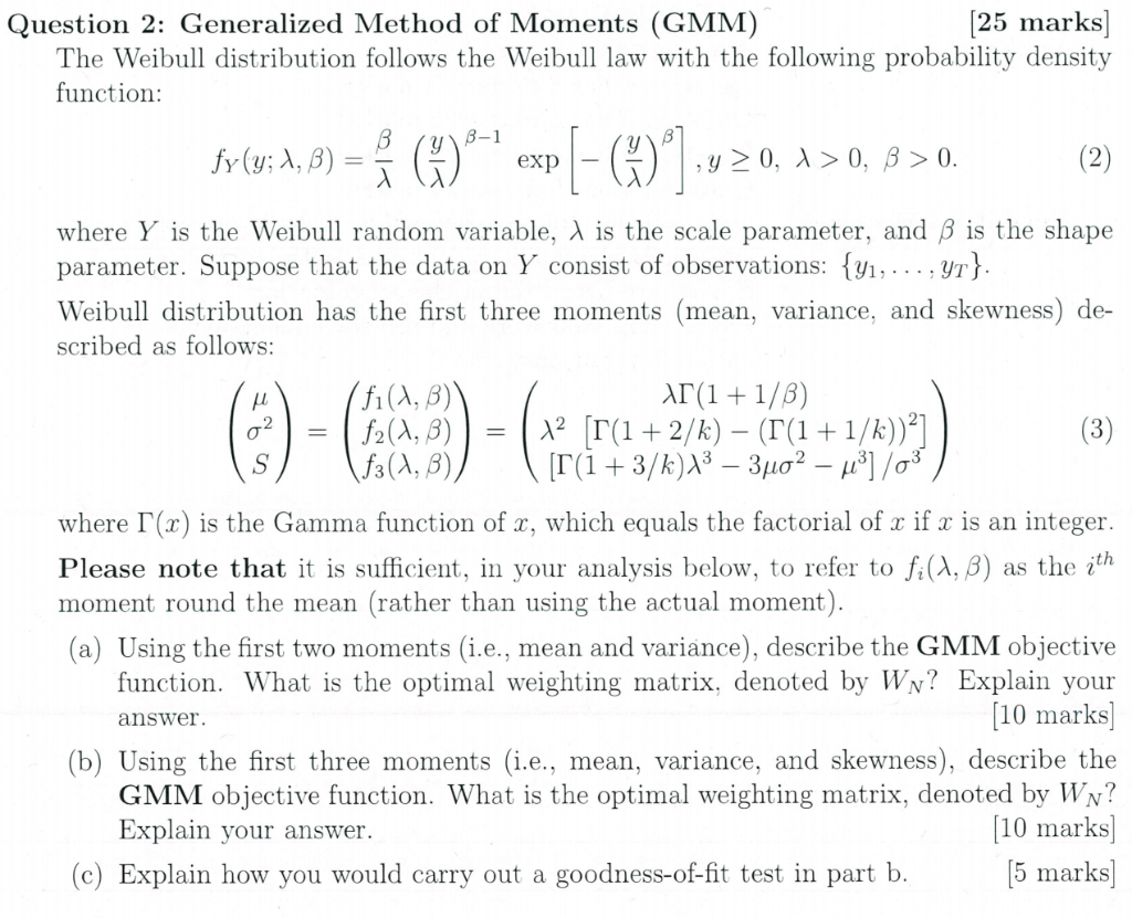 Question 2: Generalized Method Of Moments (GMM) [25 | Chegg.com