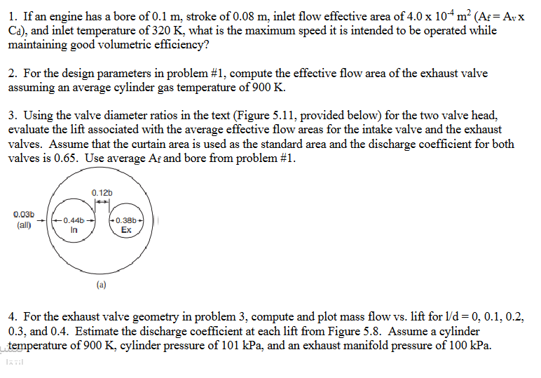 1. If an engine has a bore of 0.1 m, stroke of 0.08 | Chegg.com