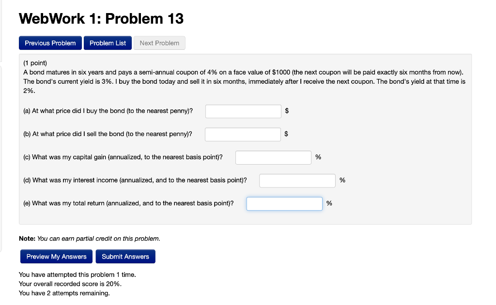 Solved WebWork 1: Problem 13 Previous Problem Problem List | Chegg.com