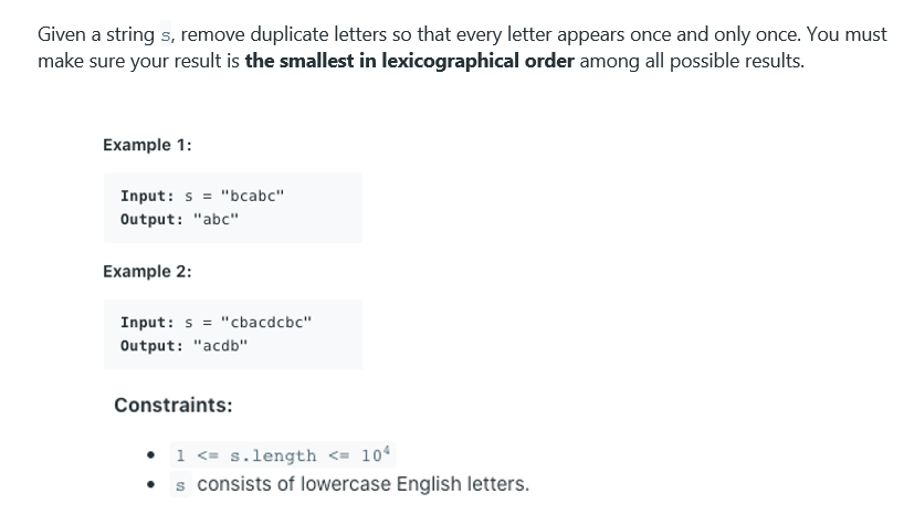 solved-given-a-string-s-remove-duplicate-letters-so-that-chegg