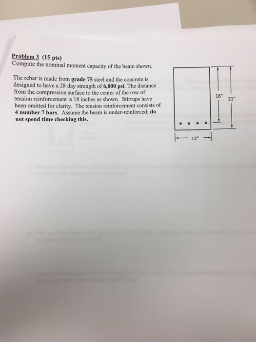 Solved Compute The Nominal Moment Capacity Of The Beam | Chegg.com