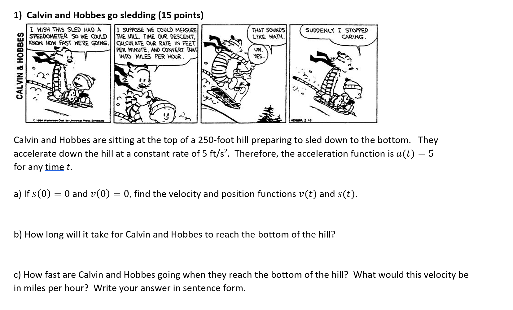 calvin and hobbes math homework