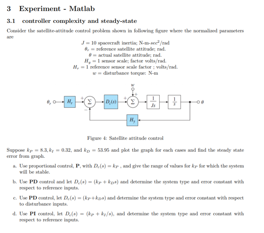3 Experiment - Matlab 3.1 controller complexity and | Chegg.com