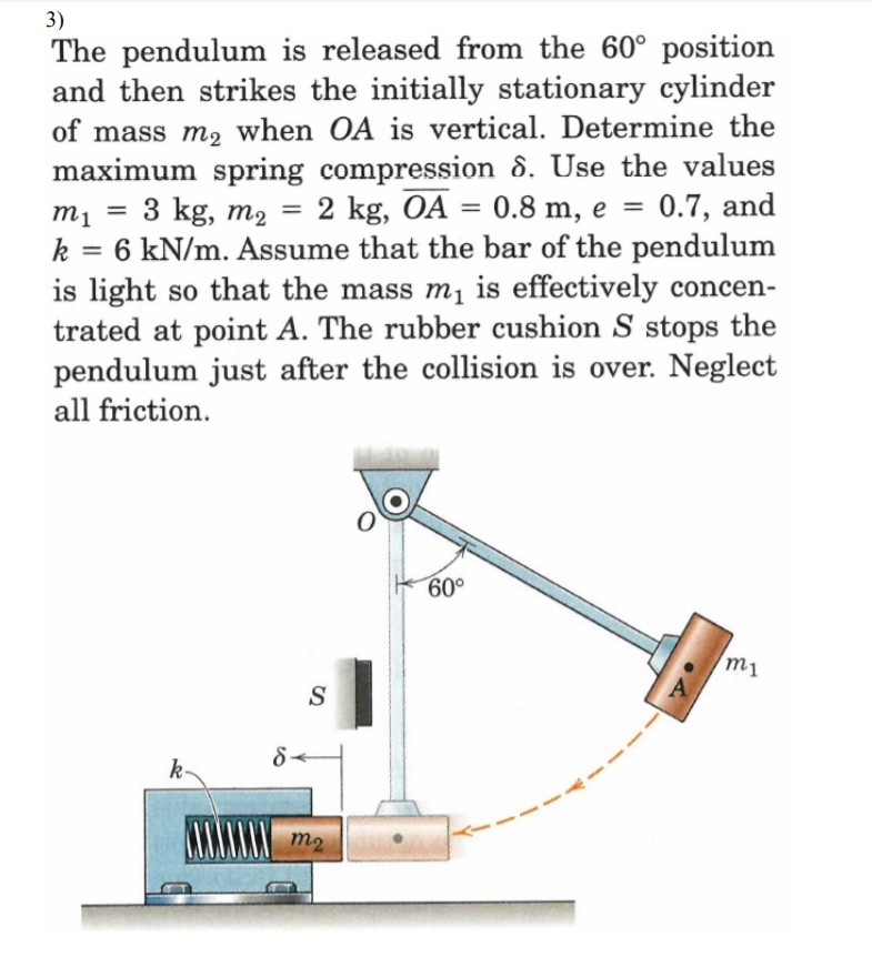Solved 3) The pendulum is released from the 60° position and