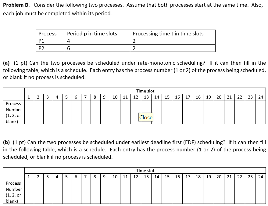 Solved Problem B. Consider The Following Two Processes. | Chegg.com