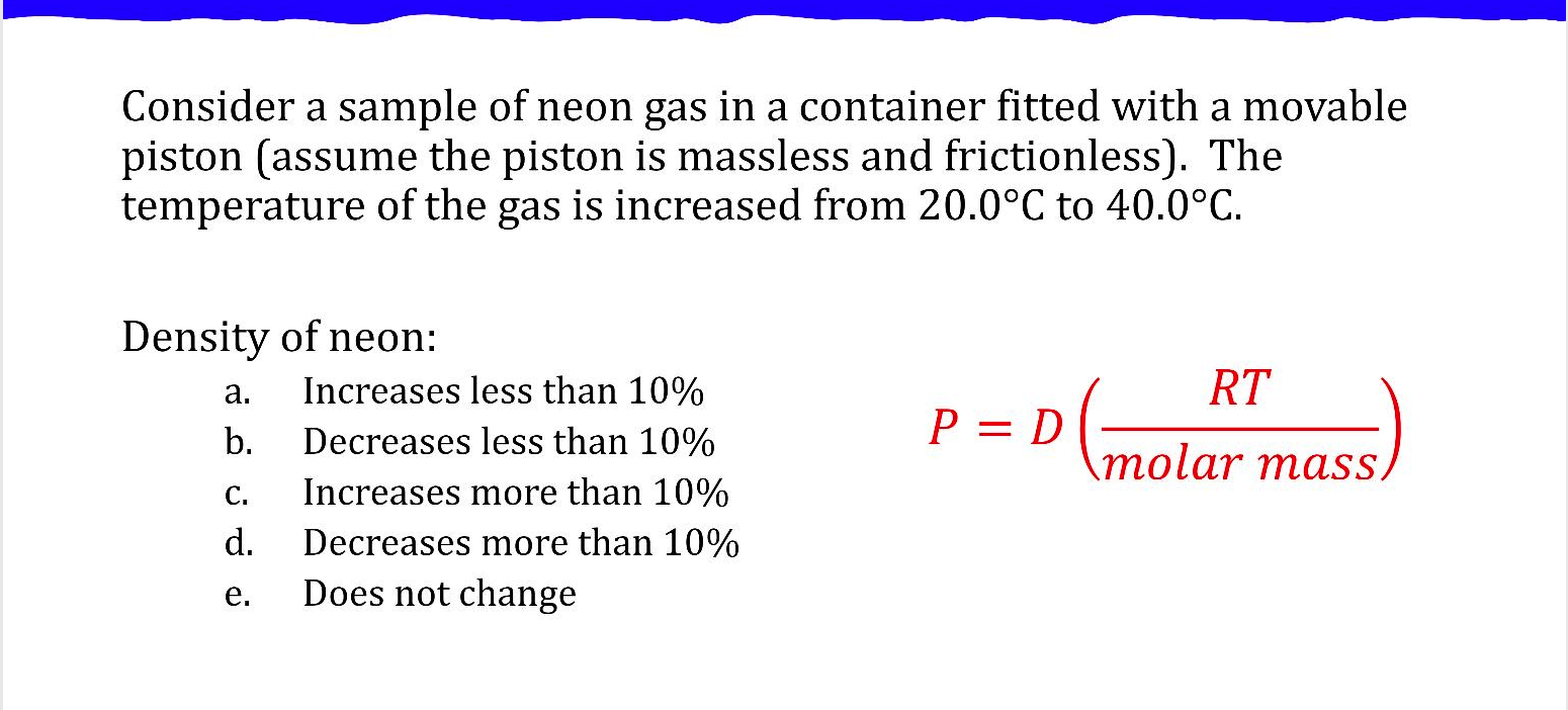 Solved Consider a sample of neon gas in a container fitted
