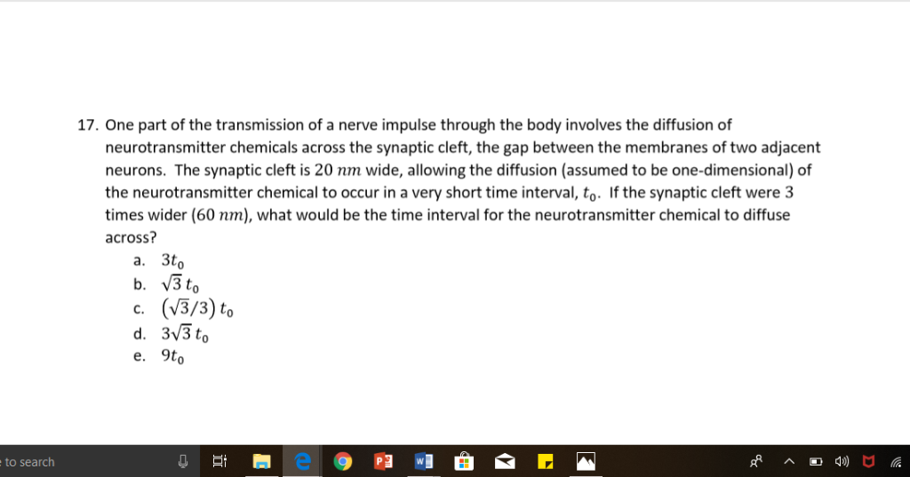 Solved 17. One part of the transmission of a nerve impulse | Chegg.com