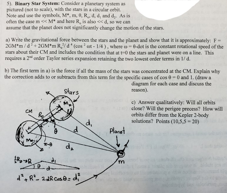 Solved 5). Binary Star System: Consider A Planetary System | Chegg.com