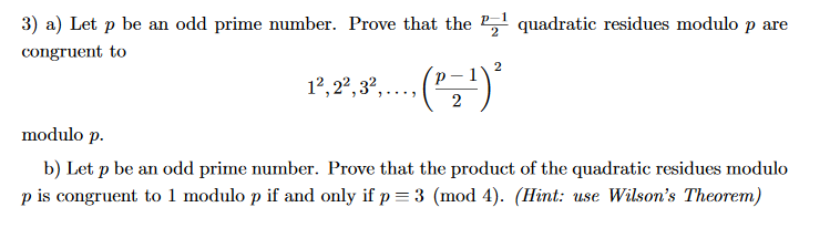 Solved 3) A) Let P Be An Odd Prime Number. Prove That The | Chegg.com