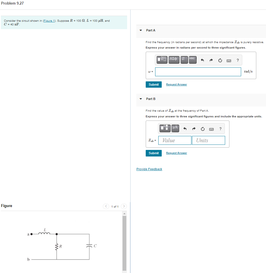 Solved Problem 9.27 Consider the circuit shown in Figure 1). | Chegg.com