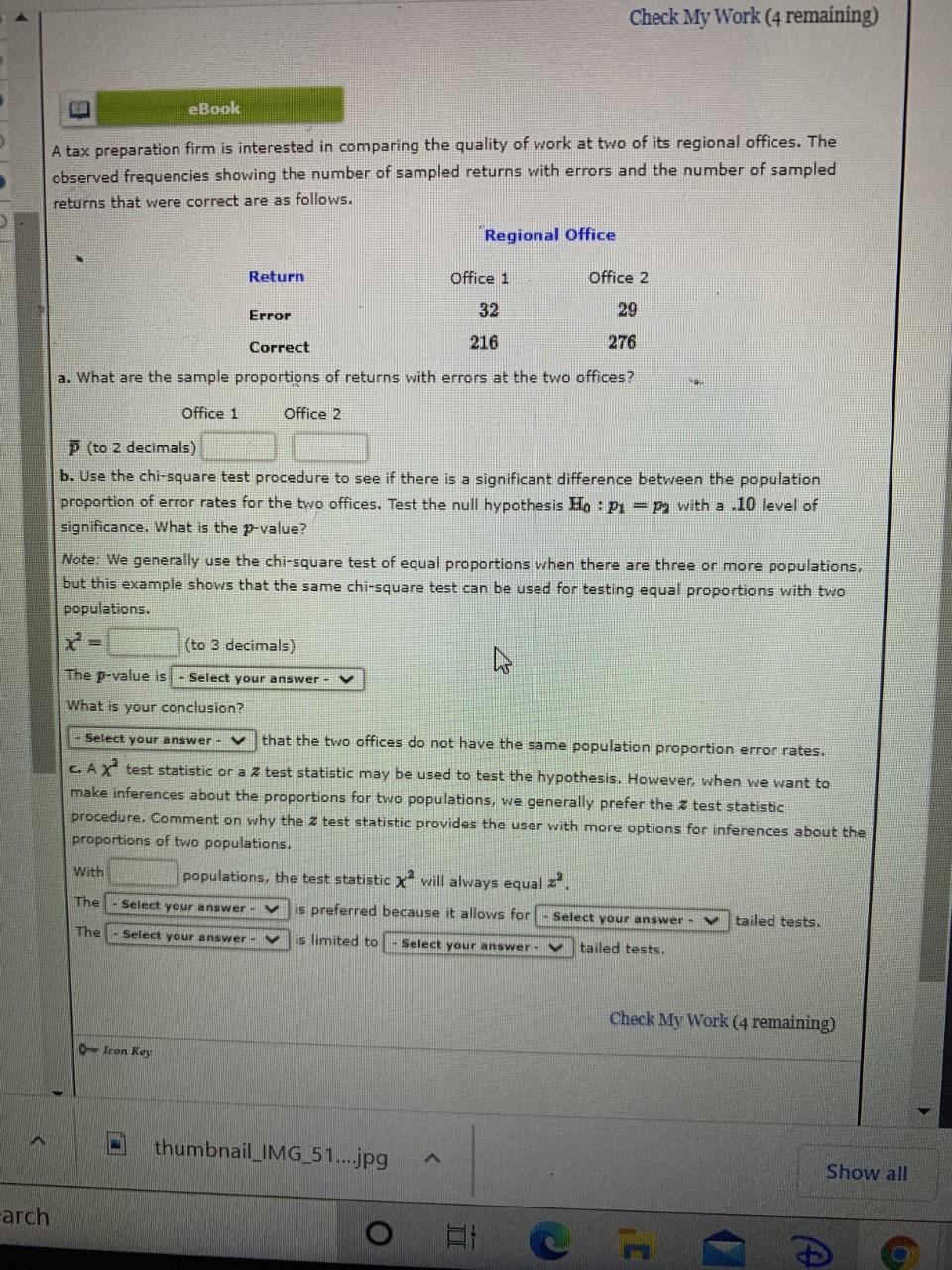 Solved Check My Work (4 remaining) eBook A tax preparation | Chegg.com