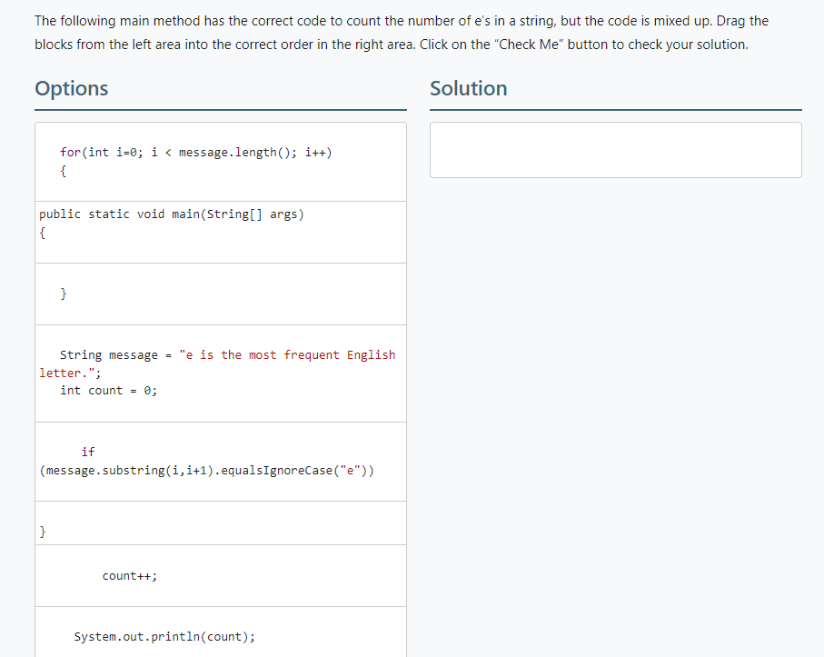 Solved The following main method has the correct code to | Chegg.com