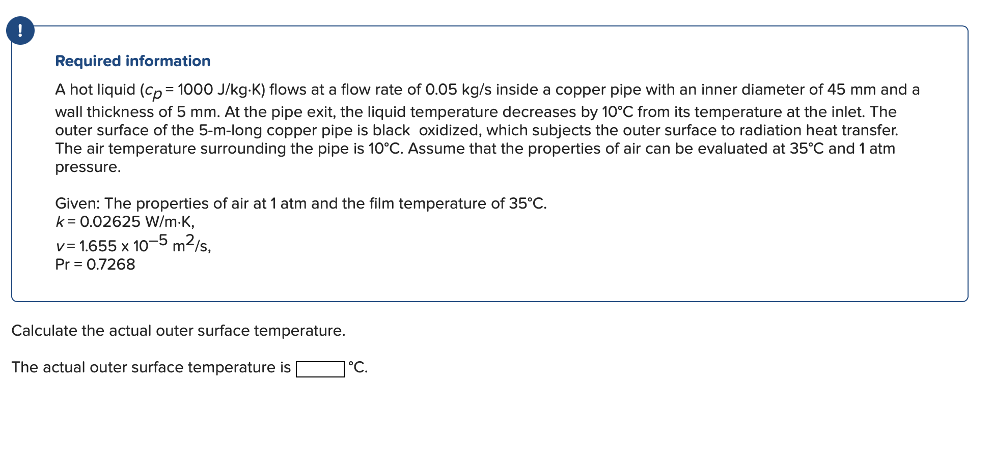 Solved ! = Required information A hot liquid (cp= 1000 | Chegg.com