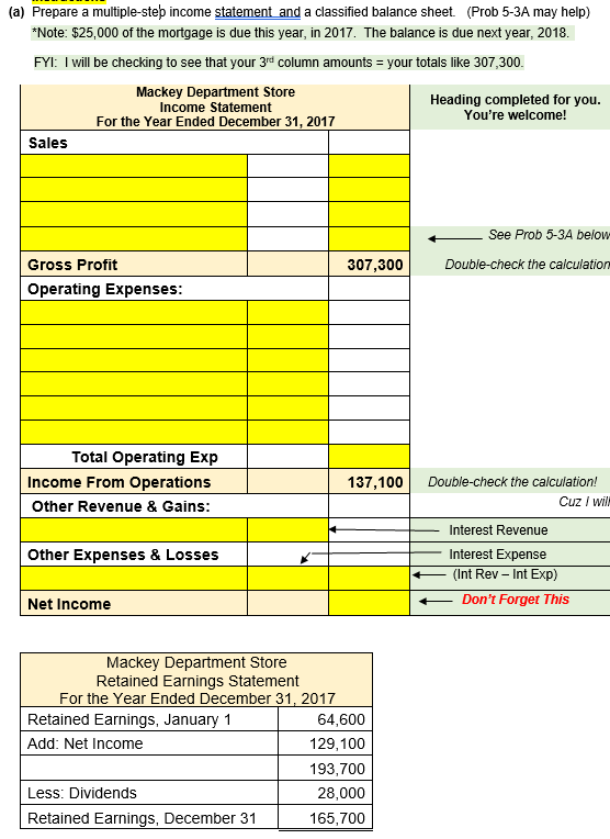 (a) Prepare a multiple-step income statement and a | Chegg.com